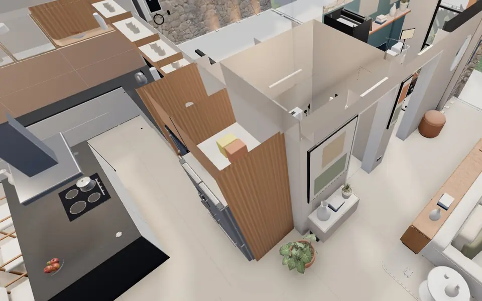Lavabo com revestimento travertino, uma das opções de acabamento